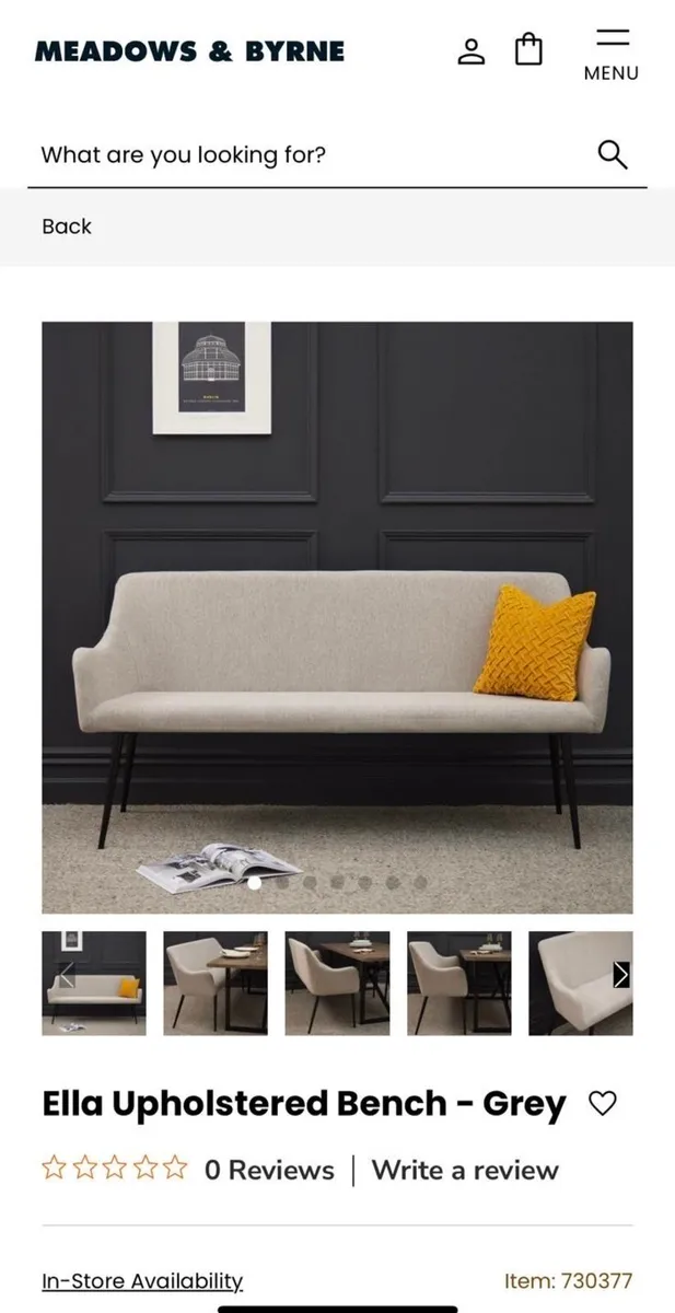 Meadows & Byrne - Ella upholstered bench - Grey - Image 1