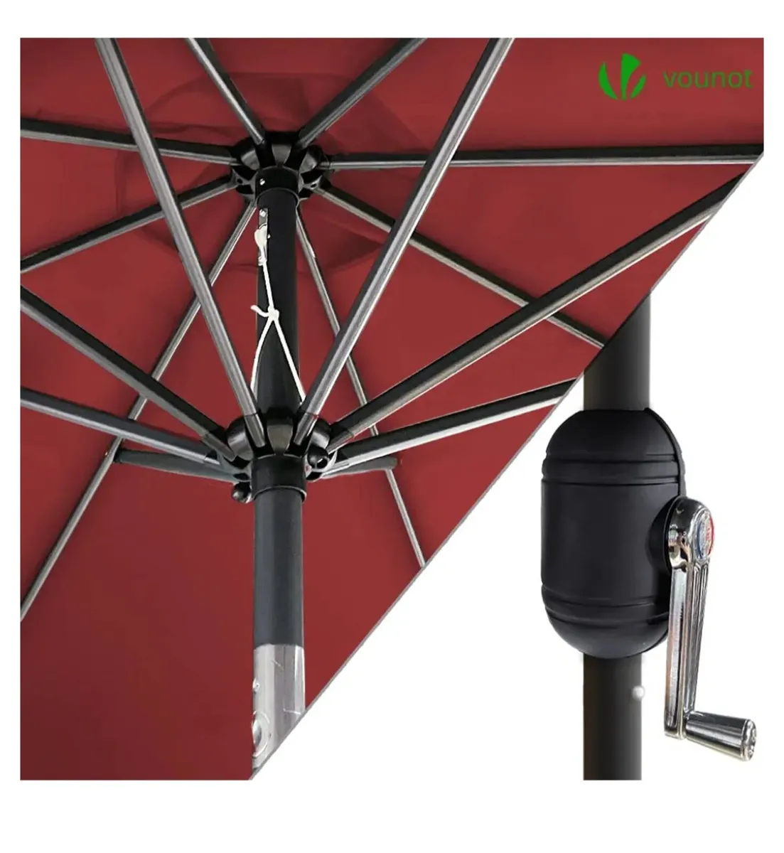 VOUNOT 2.7m Garden Parasol,  Red - Image 3
