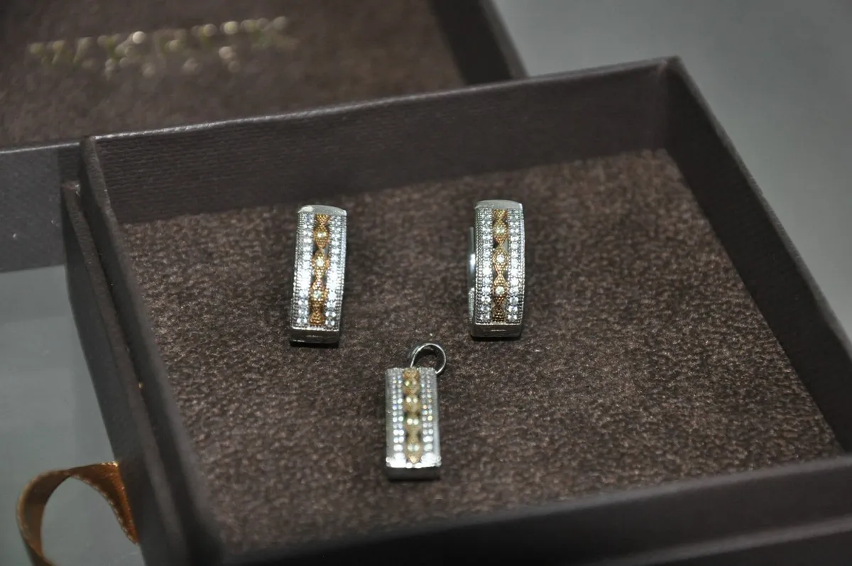 925 silver earrings and pendant set - Image 1