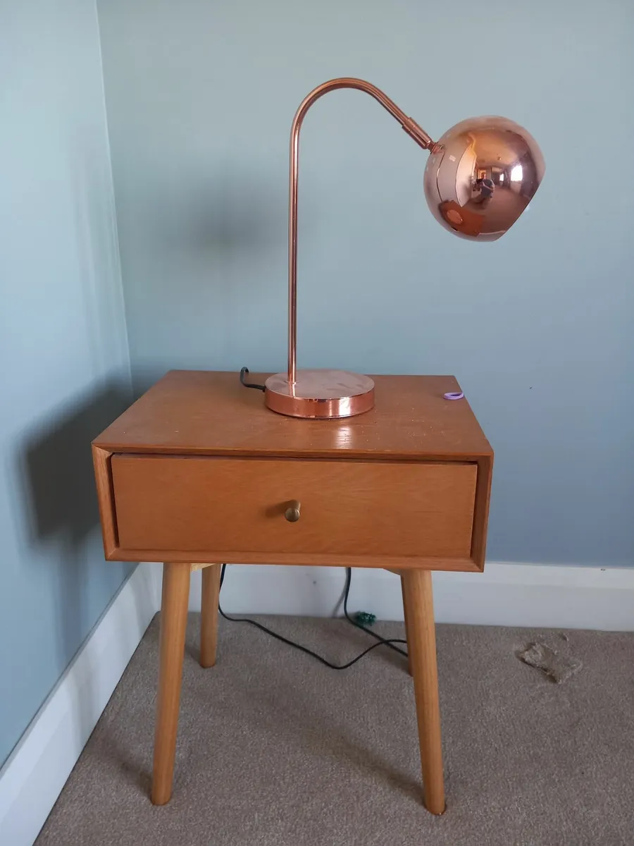 Bedside  locker and copper lamp - Image 2