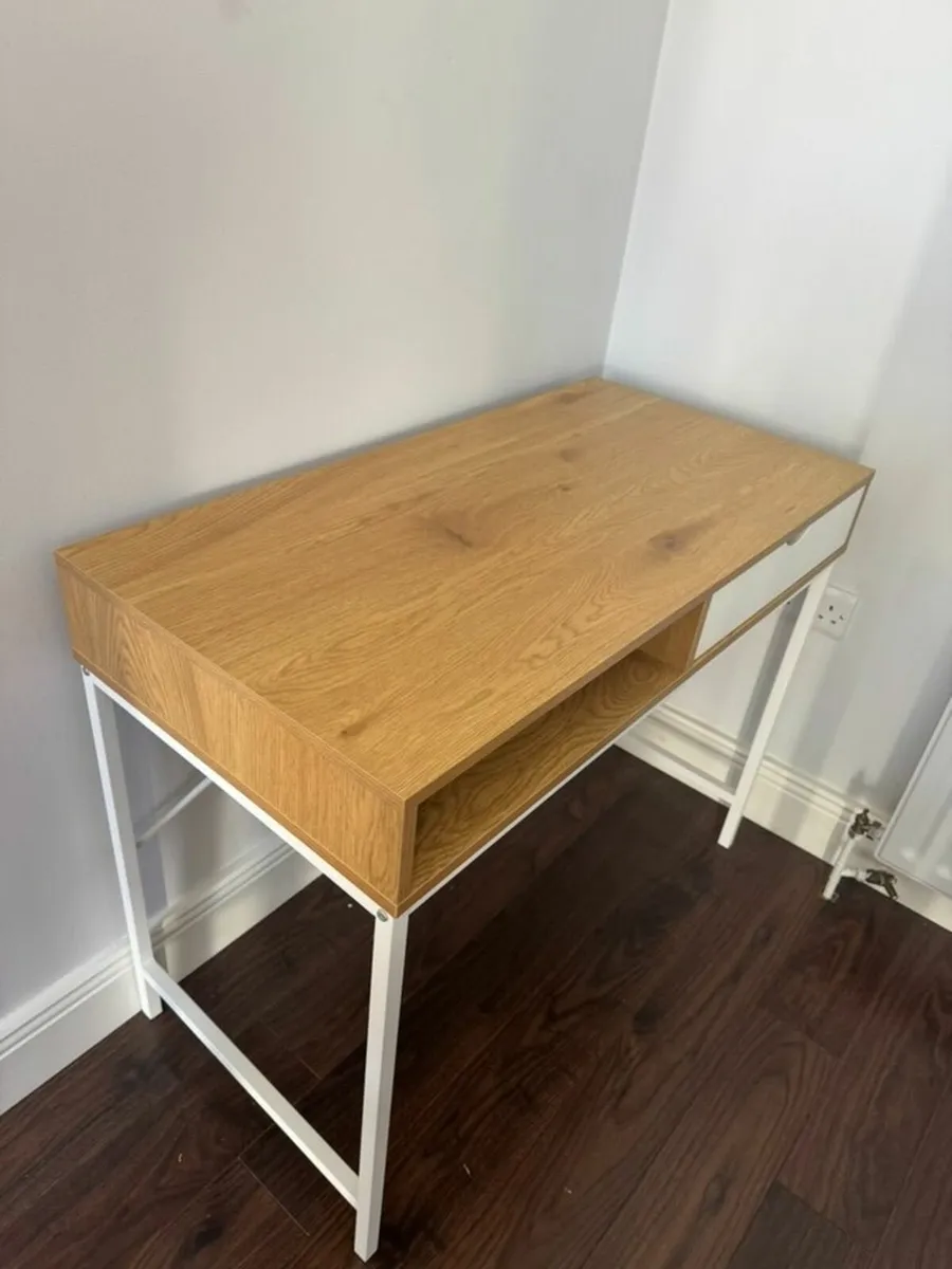 Desk 48x95 with 1 drawer oak colour/white - Image 2