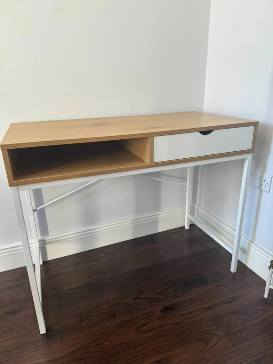 Desk 48x95 with 1 drawer oak colour/white - Image 1