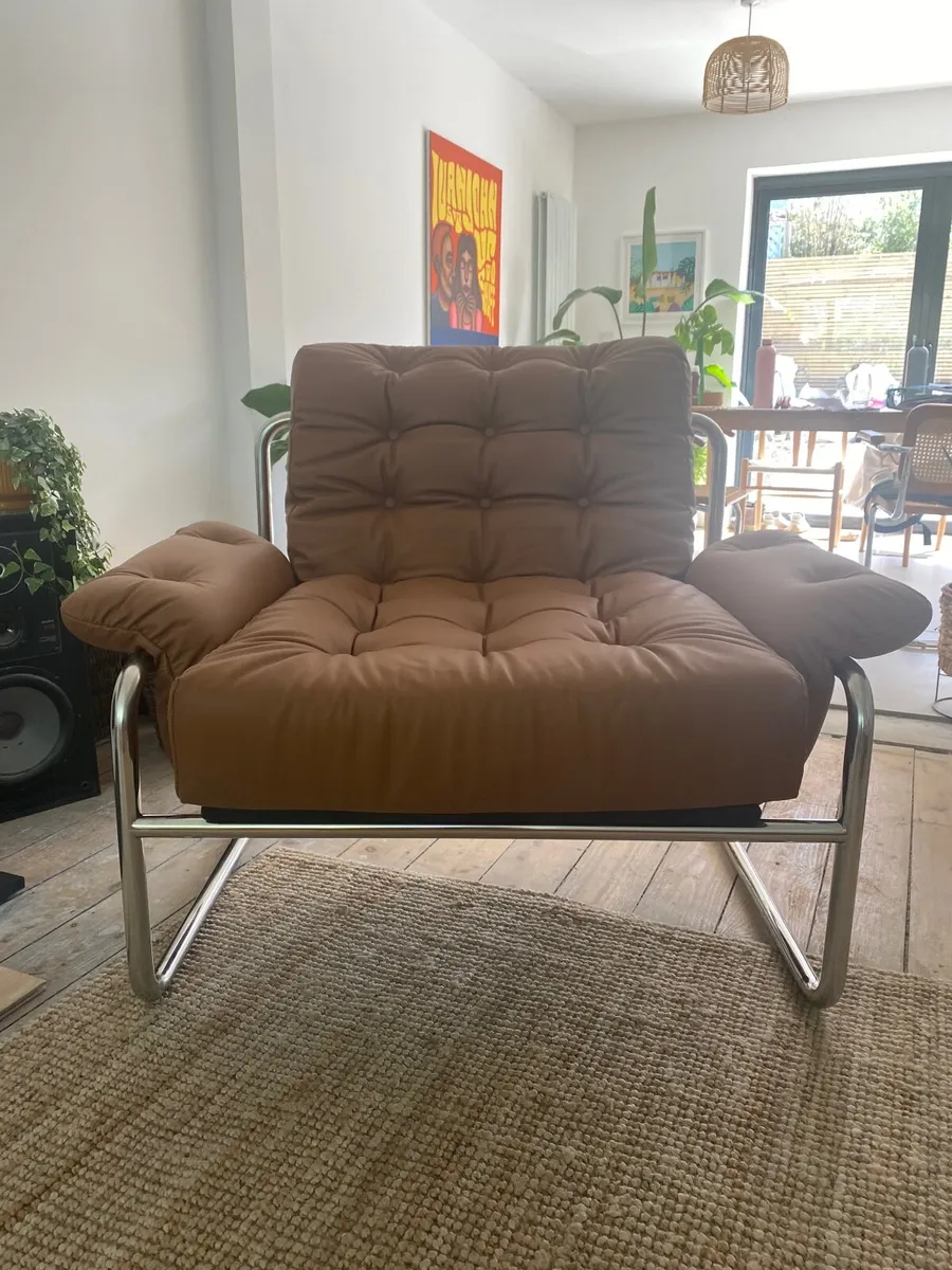 Vintage 70s-Style Leather ArmChair / Sofa - Image 1