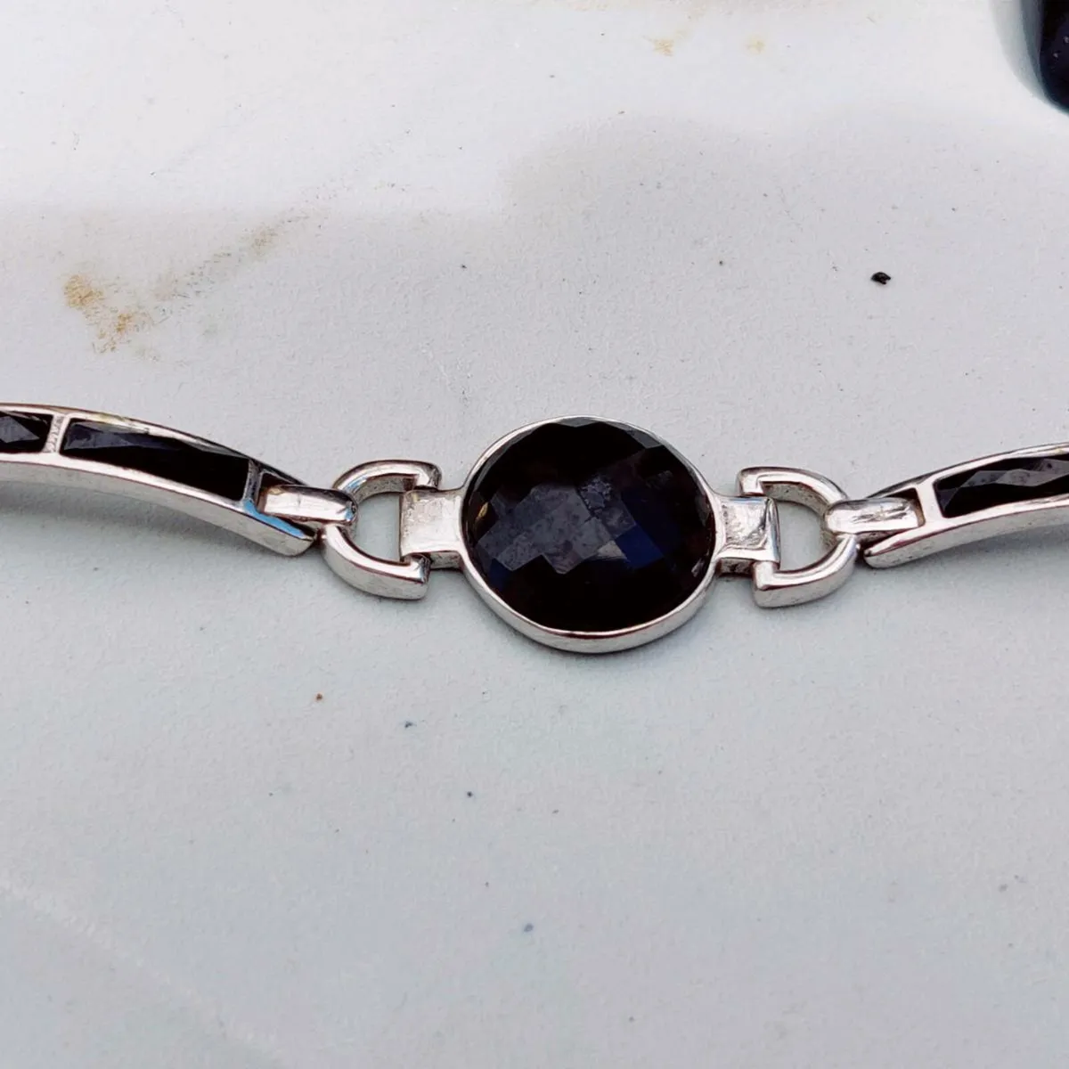 ROUND CHUNKY ONYX, 925 Silver New Unisex Bracelet - Image 3