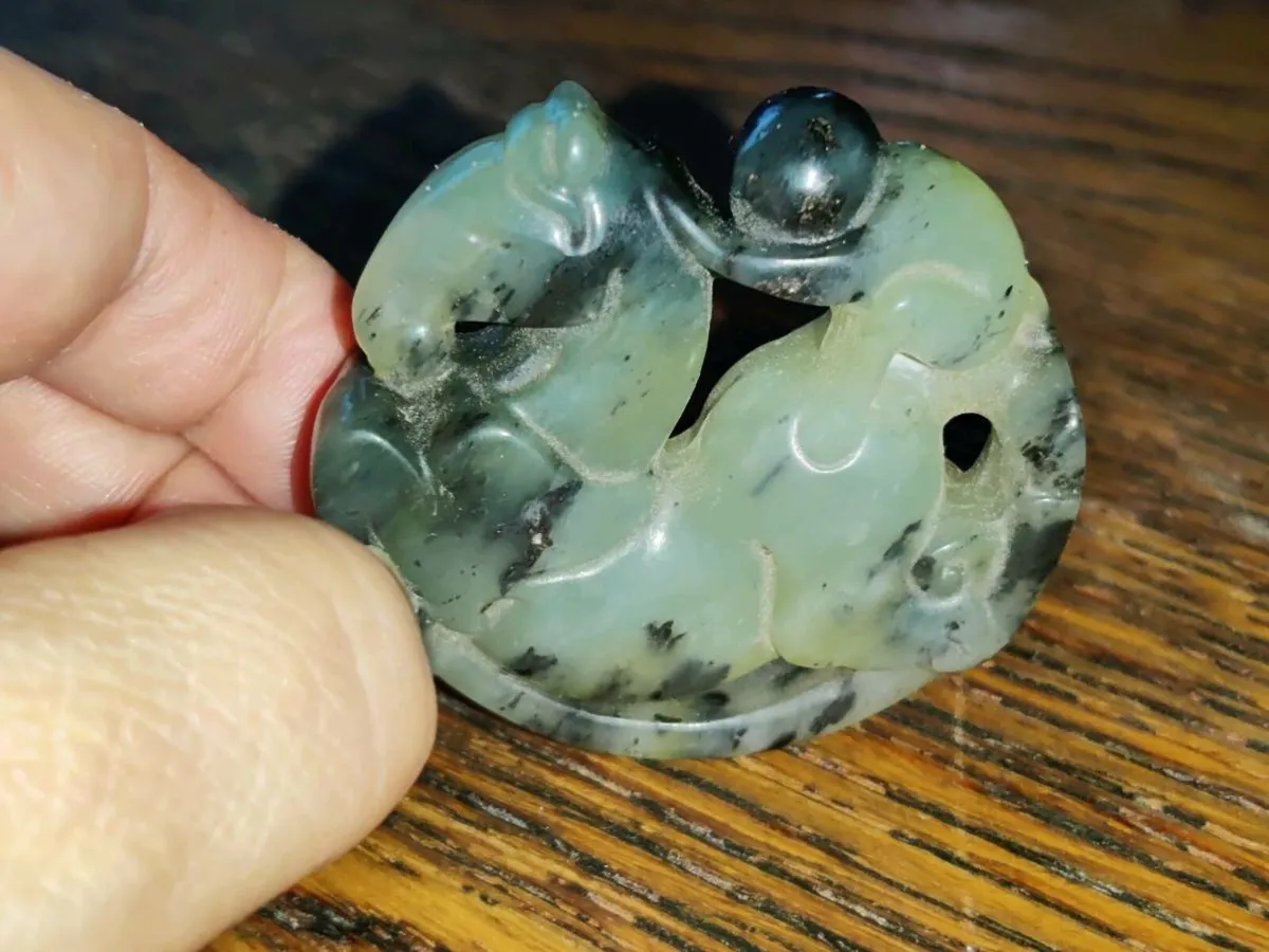 RARE, HORSE & JOCKEY, Huge REAL Jade Mantra ! - Image 2