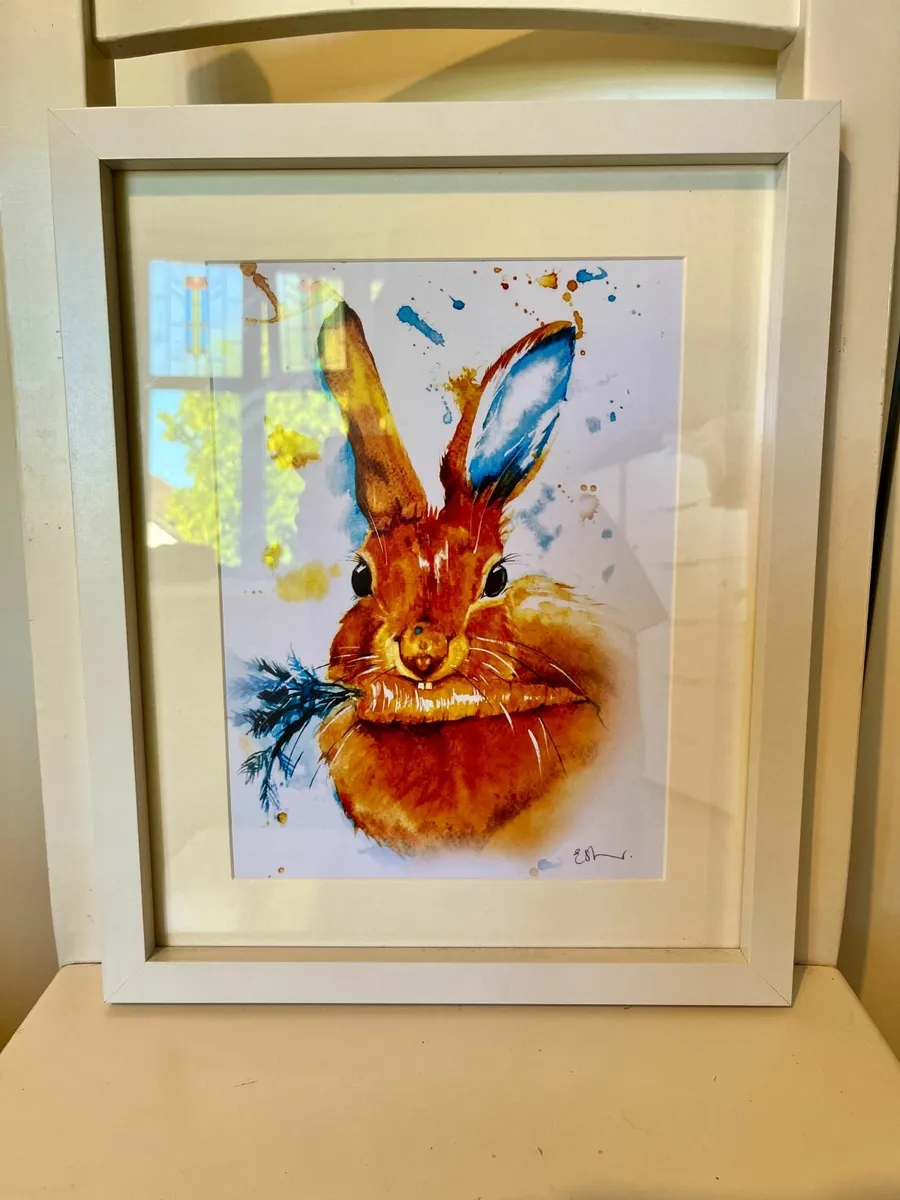 Framed Watercolour Rabbit/Hare Print - Image 4