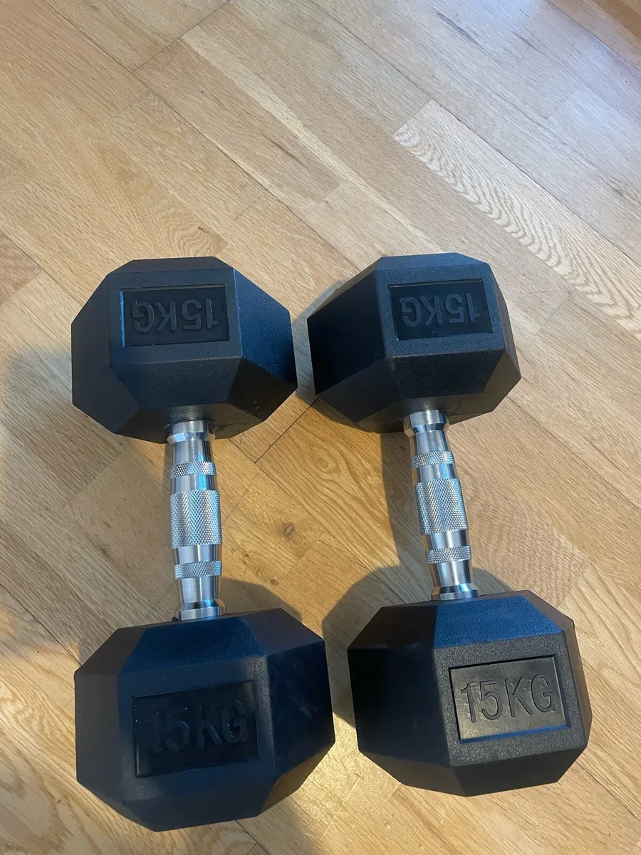 15kg Rubber Dumbells - Image 1