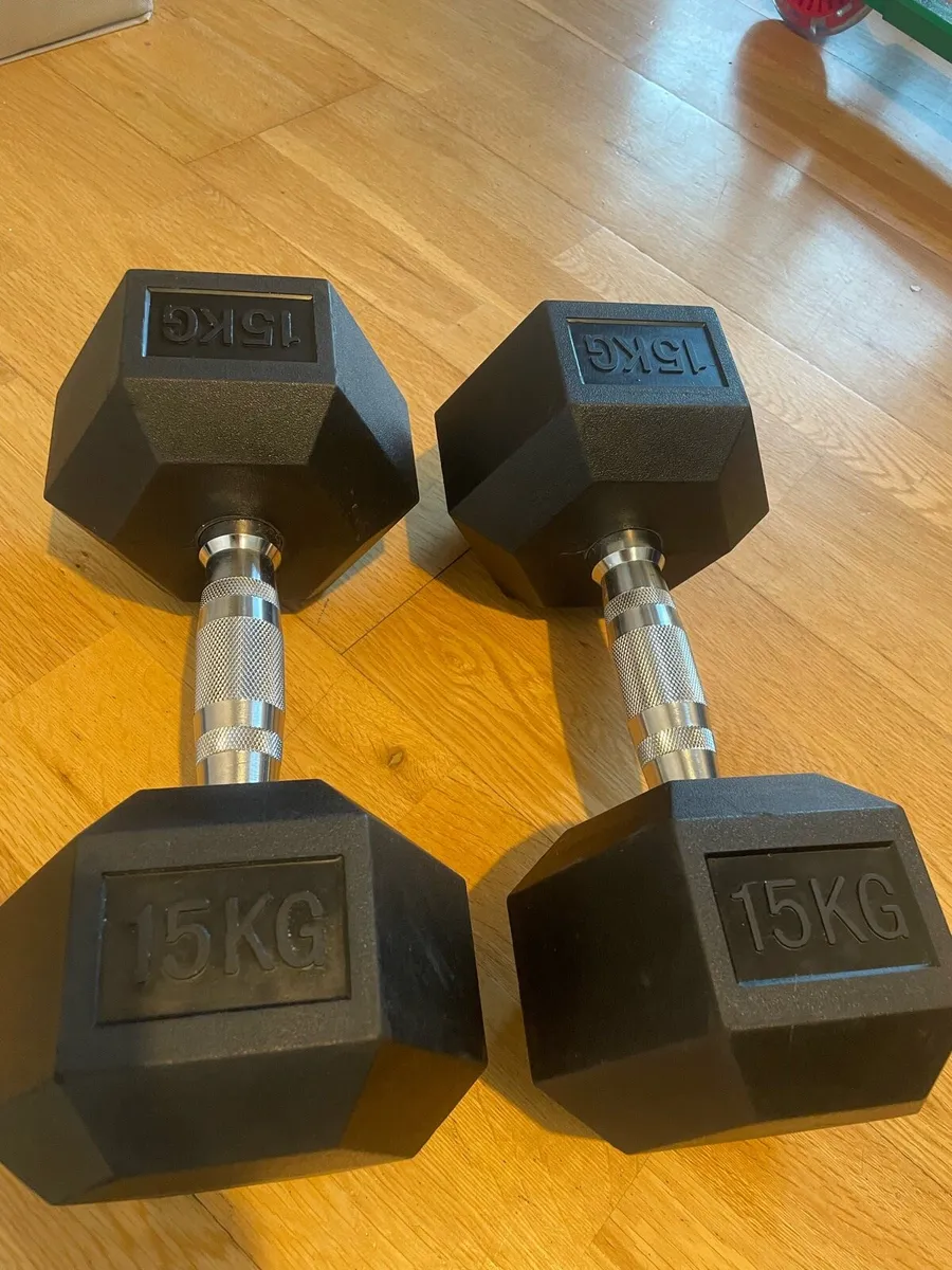 15kg Rubber Dumbells - Image 2
