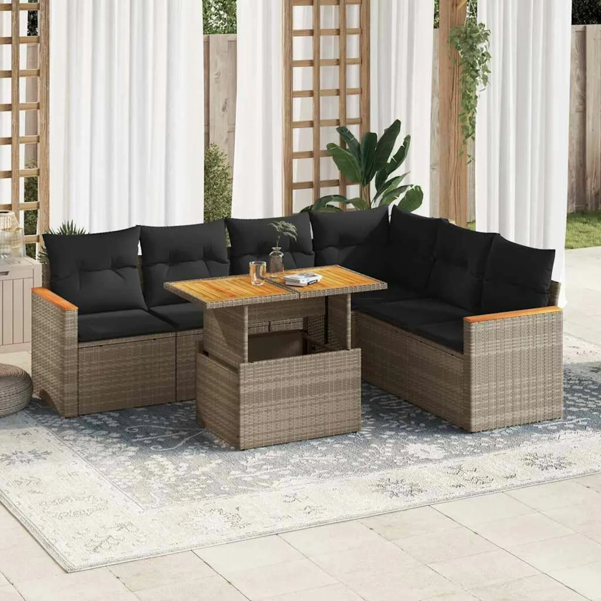 [Free P&P] New 7 Piece Garden Sofa Set + Cushions - Image 1