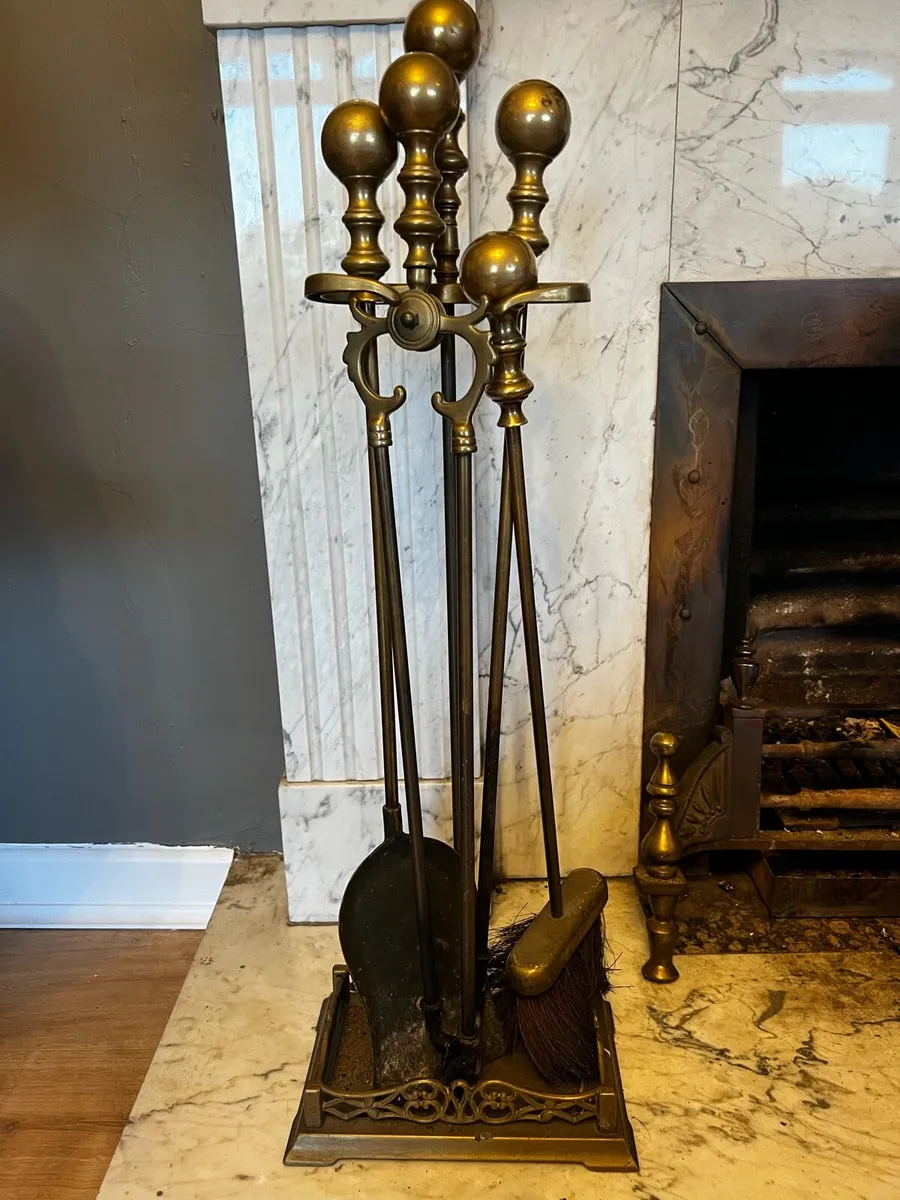 Vintage Brass Fire Companion Set - Image 1