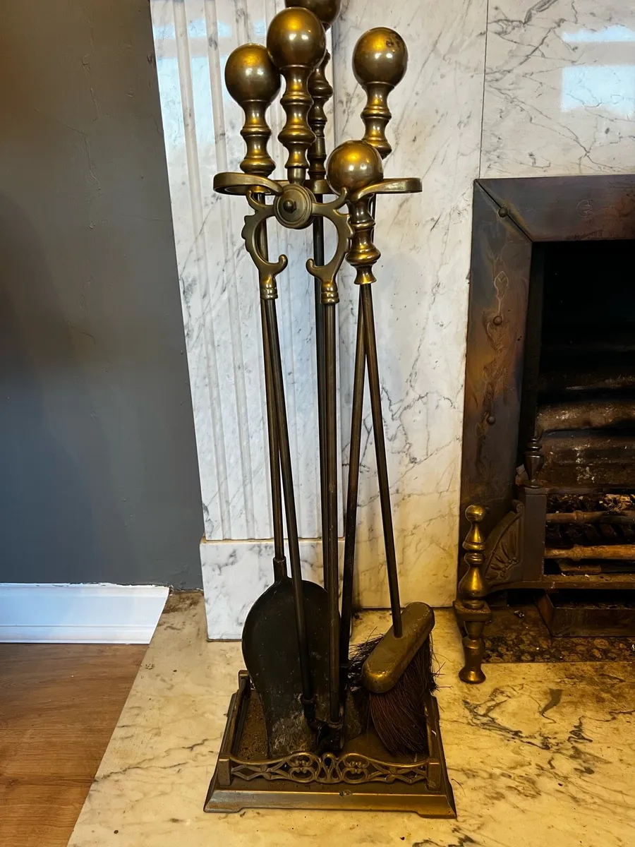Vintage Brass Fire Companion Set - Image 2