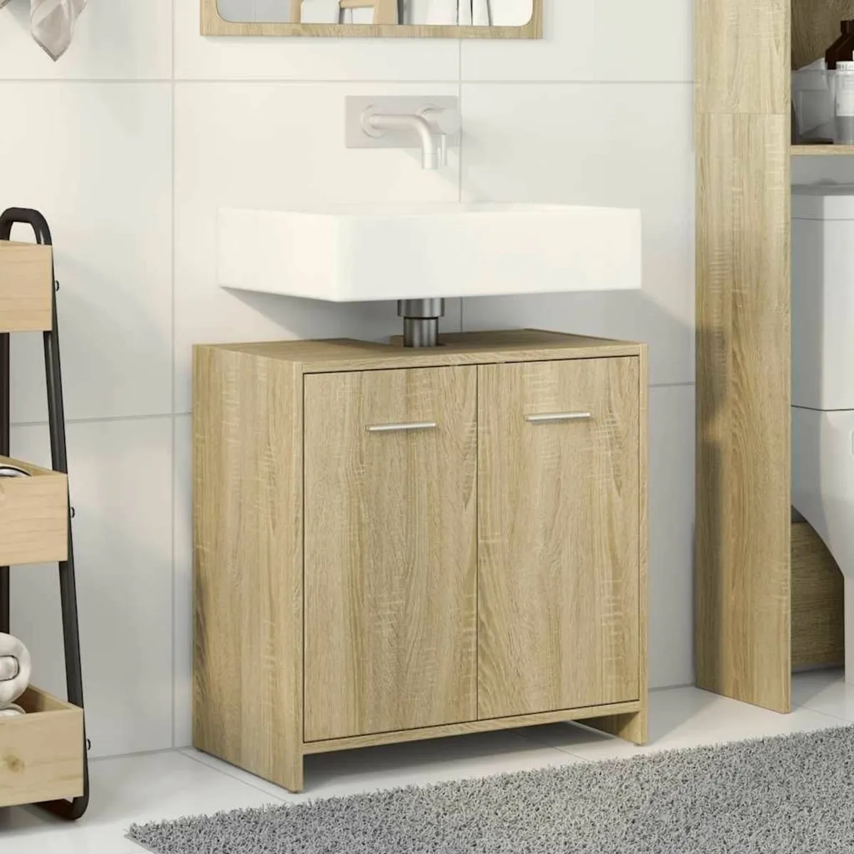 [Free P&P] New Bathroom Sink Cabinet Oak Colour - Image 1