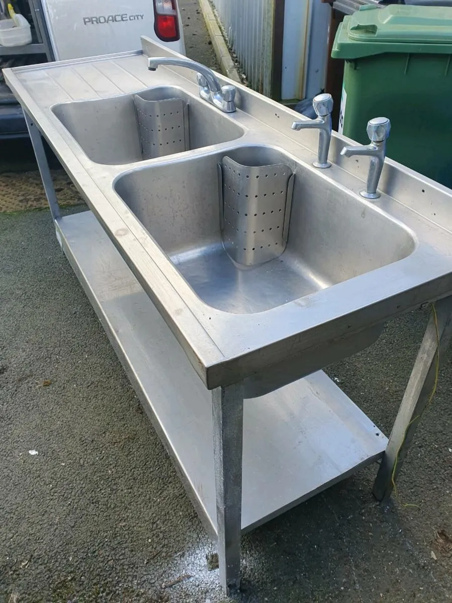 Sink Double Stainless Steel Commercial - Image 3