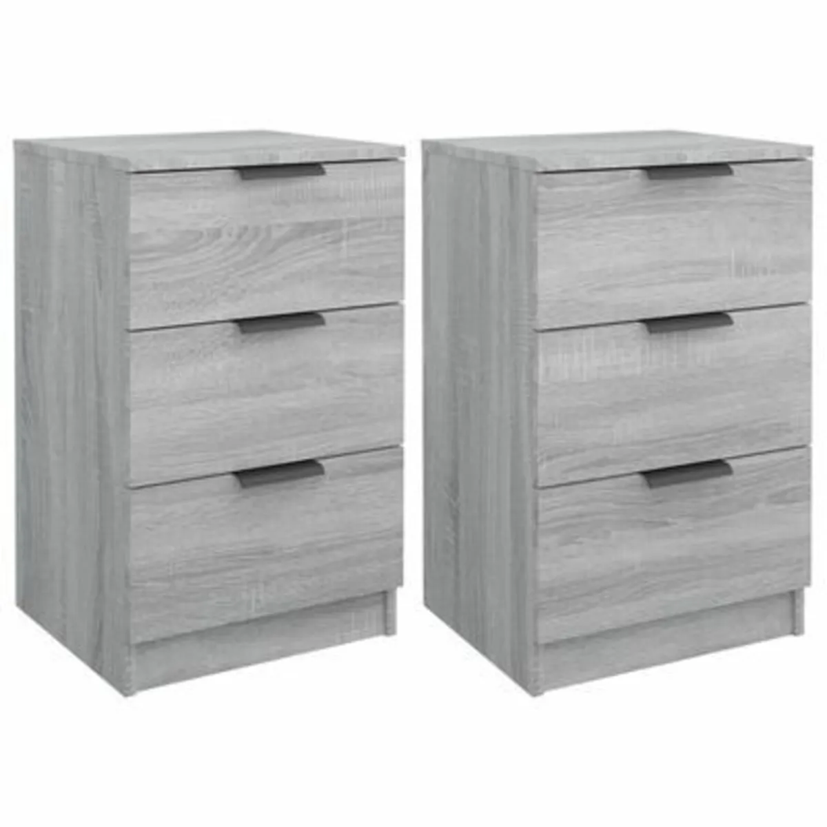 [Free P&P] New 2 x Grey Bedside Cabinets Nightstan - Image 2
