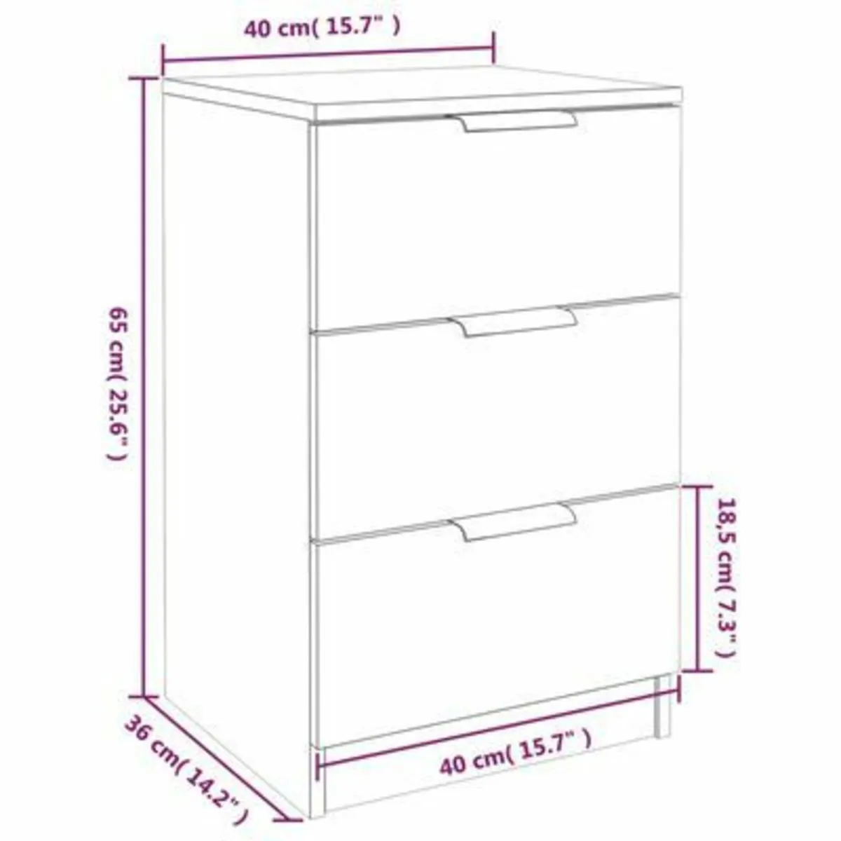 [Free P&P] New 2 x Grey Bedside Cabinets Nightstan - Image 3