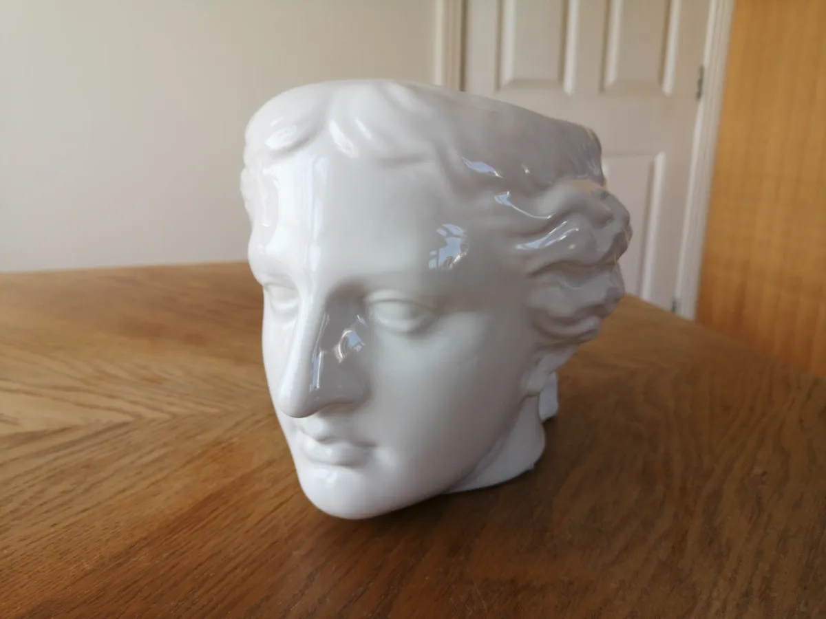 Vase Greek Head Planter Large White Ceramic Decor - Image 1