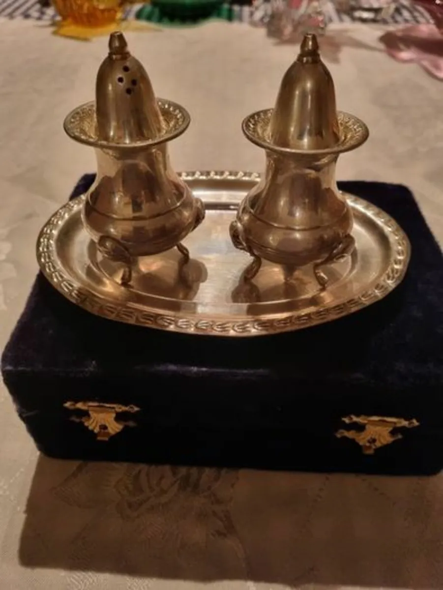 Vintage Silver Plated Salt Shaker Set - Image 2