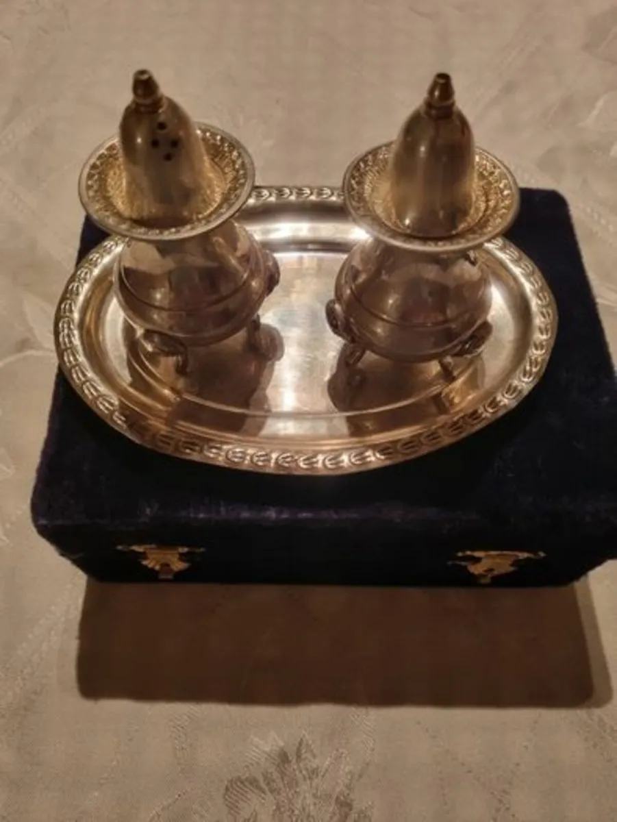 Vintage Silver Plated Salt Shaker Set - Image 3