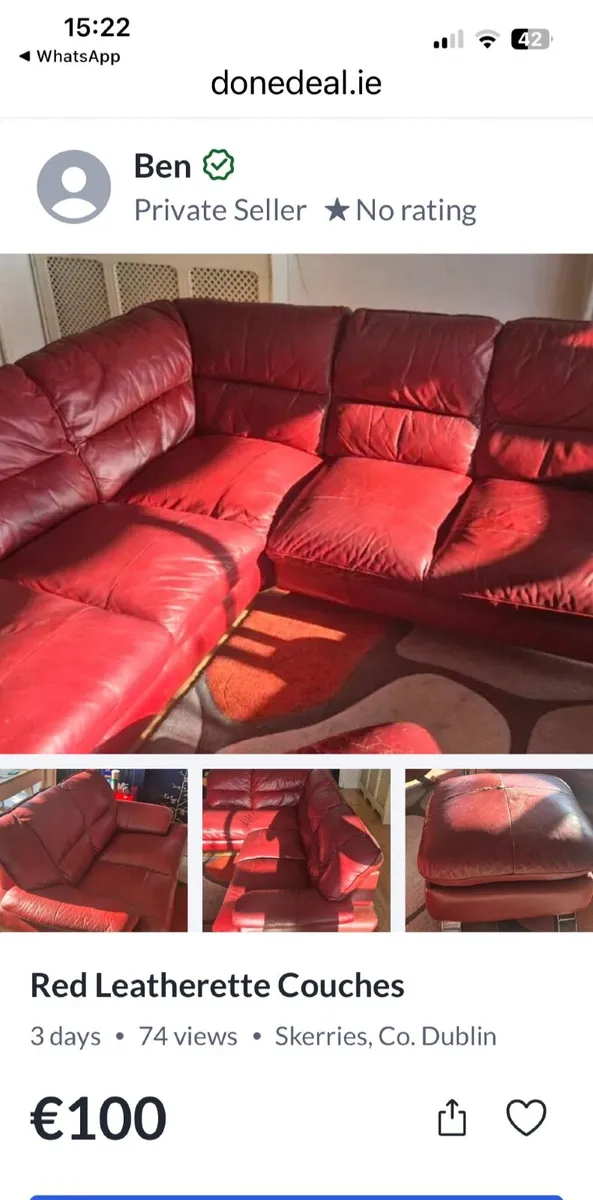 2 seater couch/corner unit - Image 1