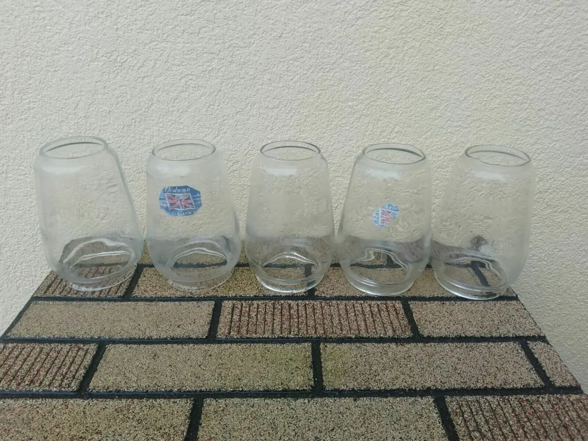 5. Vintage CHALWYN Glass Storm Lantern Globes - Image 1