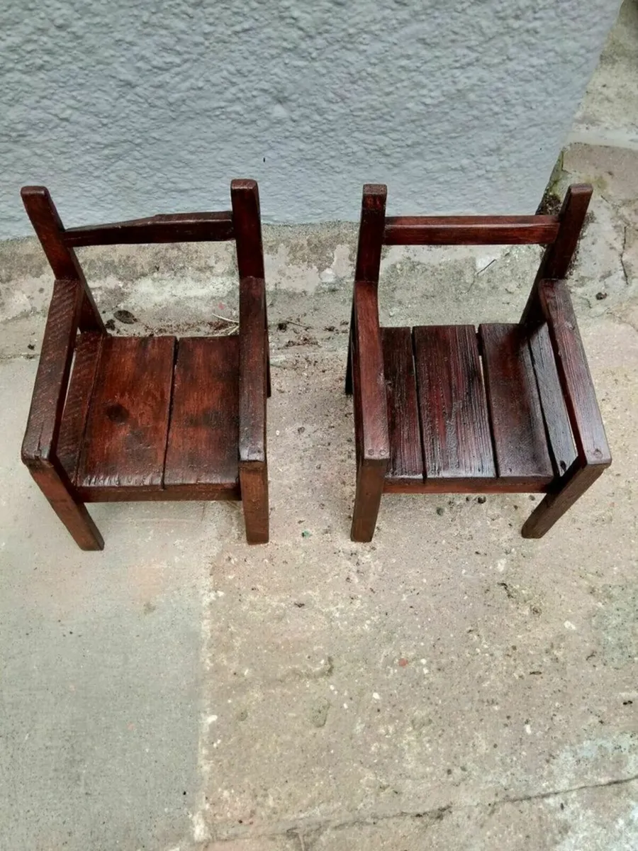 Antique Twin rustic Child Chairs - Image 1