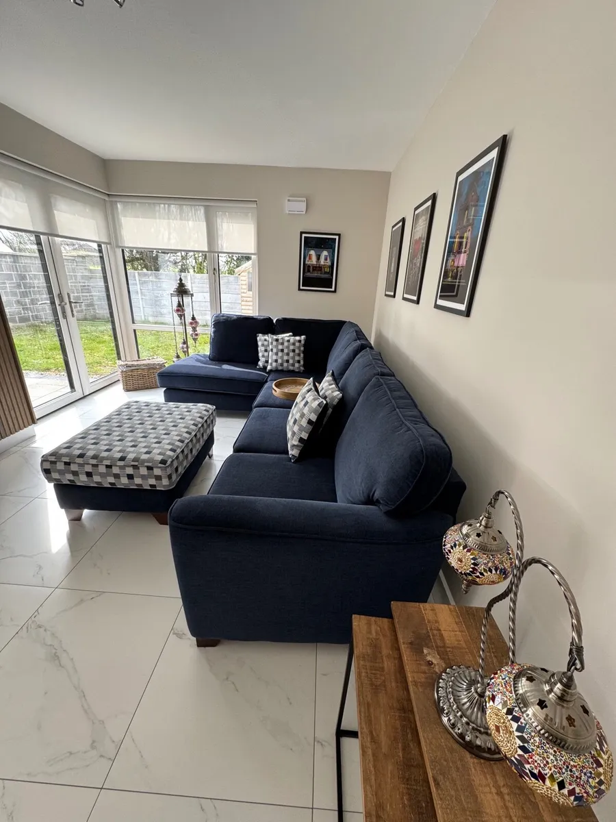 Navy Corner Sofa with Footstool - Image 3