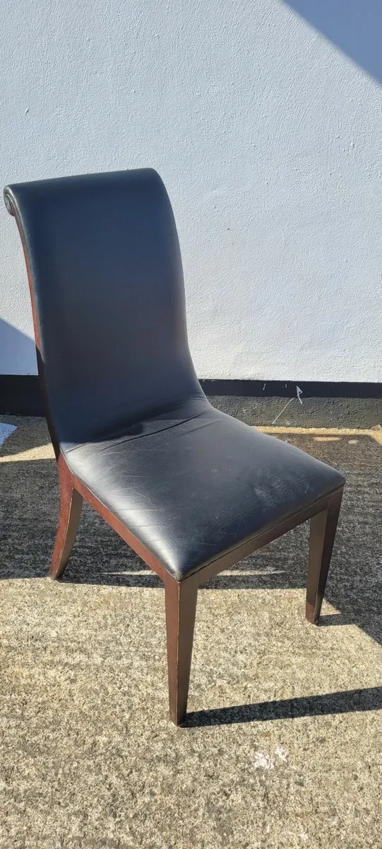 6 Hardwood Leather Chairs - Image 1