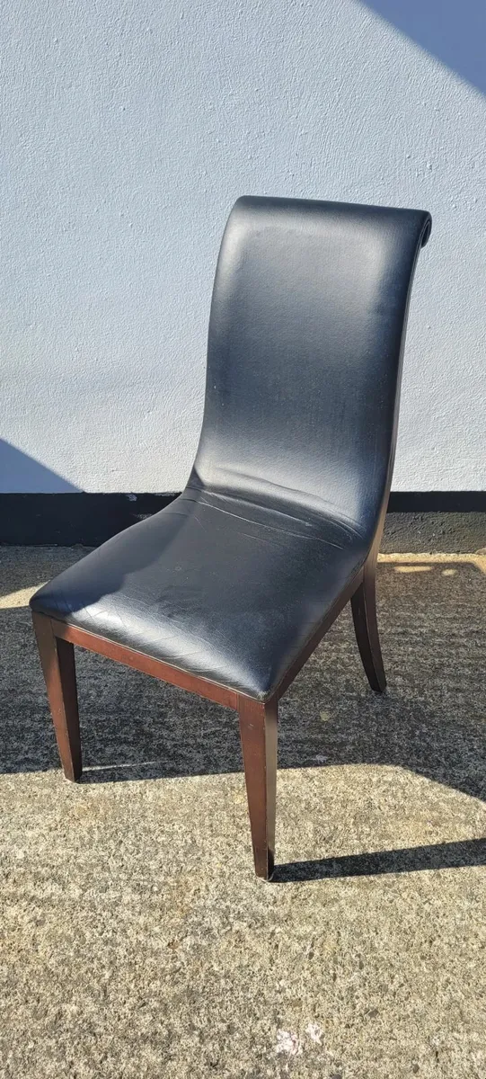 6 Hardwood Leather Chairs - Image 2