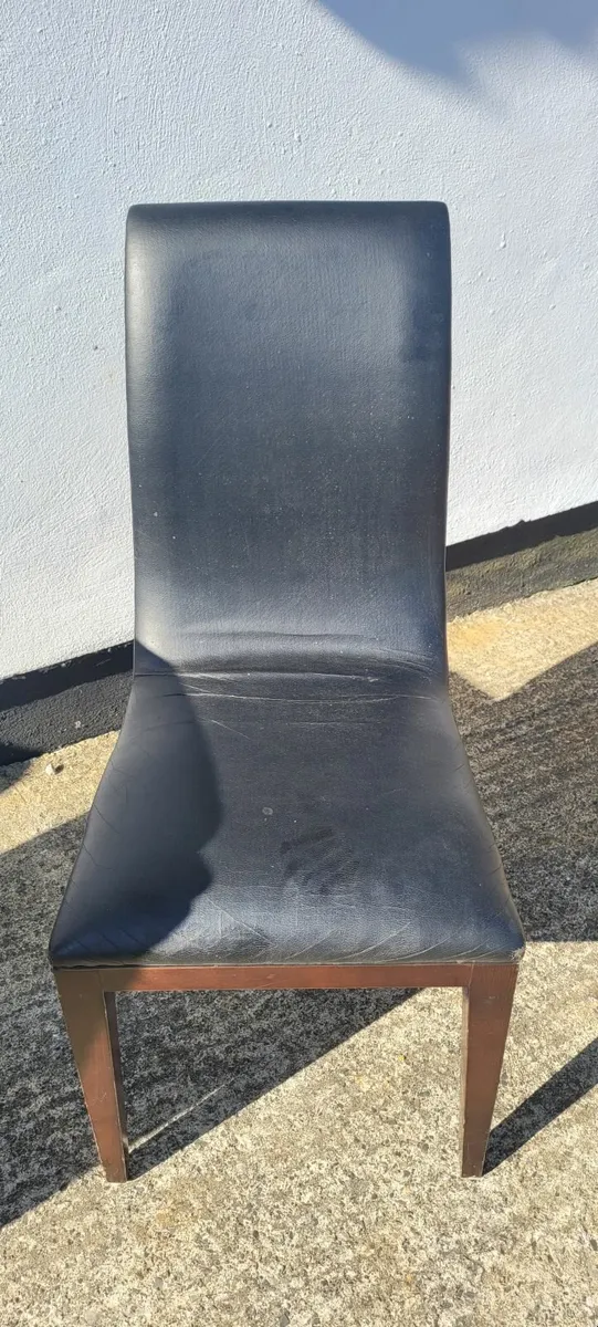6 Hardwood Leather Chairs - Image 3