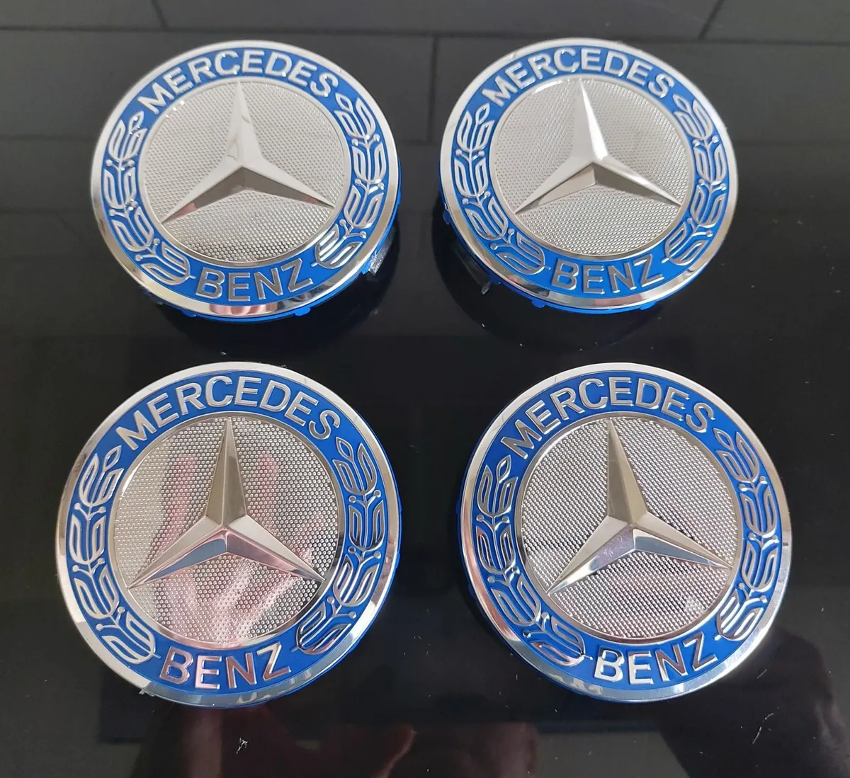 4 x NEW Mercedes Centre Cap (Light Blue) FREE POST - Image 1