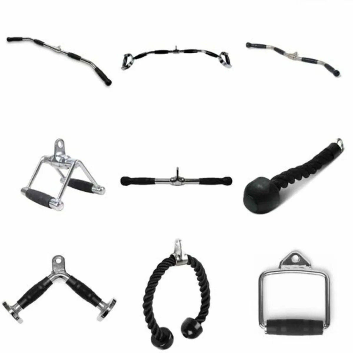 Cable attachments- stirrup, v-bar, tricep, lat gym