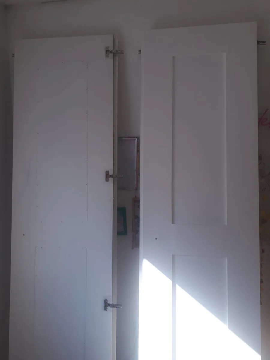 Five bespoke wardrobe doors, MDF, painted white - Image 2