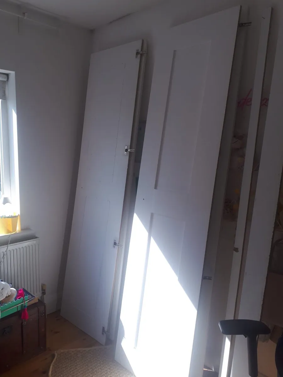 Five bespoke wardrobe doors, MDF, painted white - Image 3