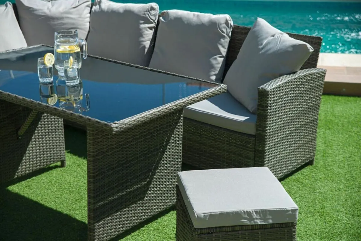 Rattan Corner Sofa Set Dining Table FREE DELIVERY - Image 2