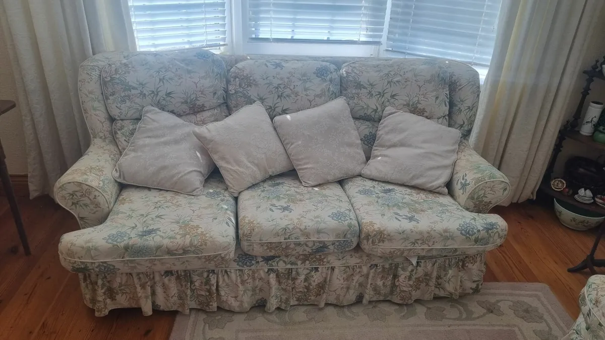Vintage three seater foral sofa