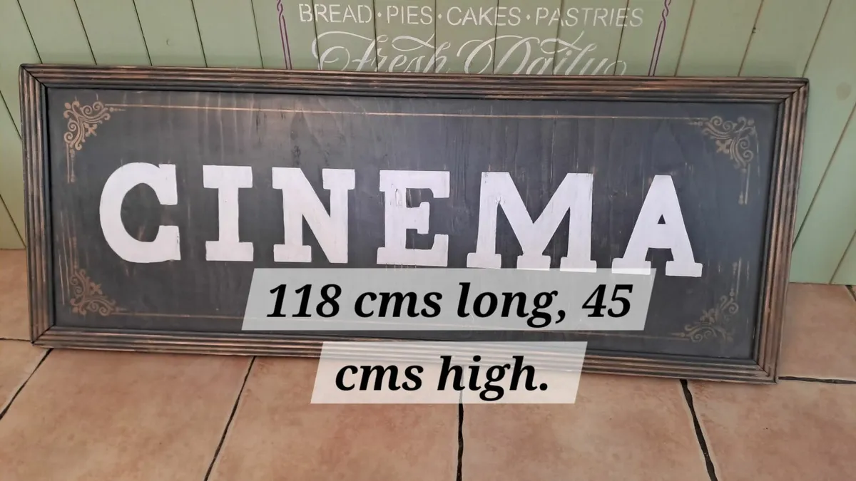 Large vintage style wooden cinema sign - Image 2