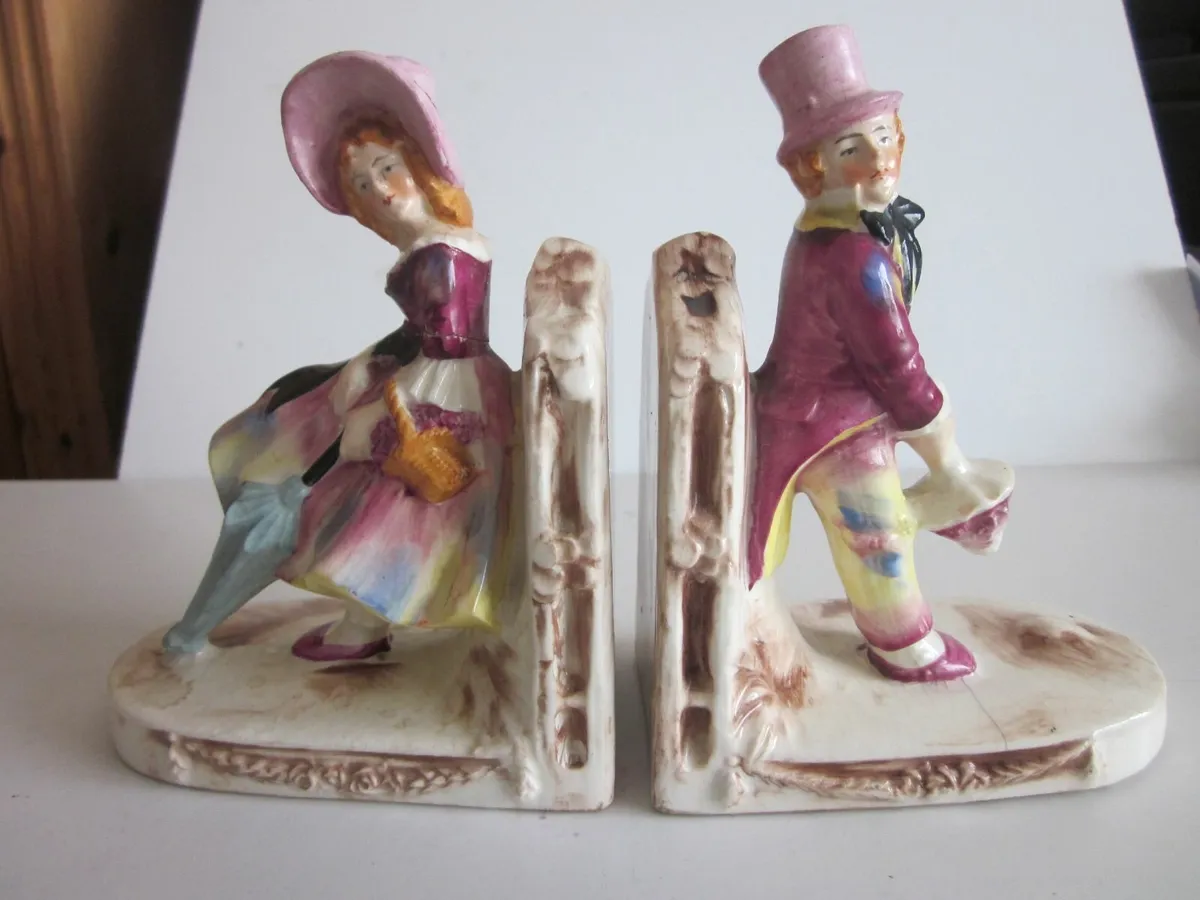 Pair of Book Ends Victorian man & lady .c1930s - Image 1