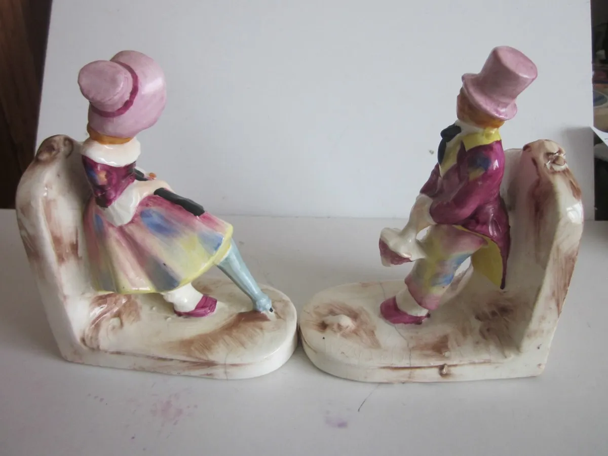 Pair of Book Ends Victorian man & lady .c1930s - Image 3