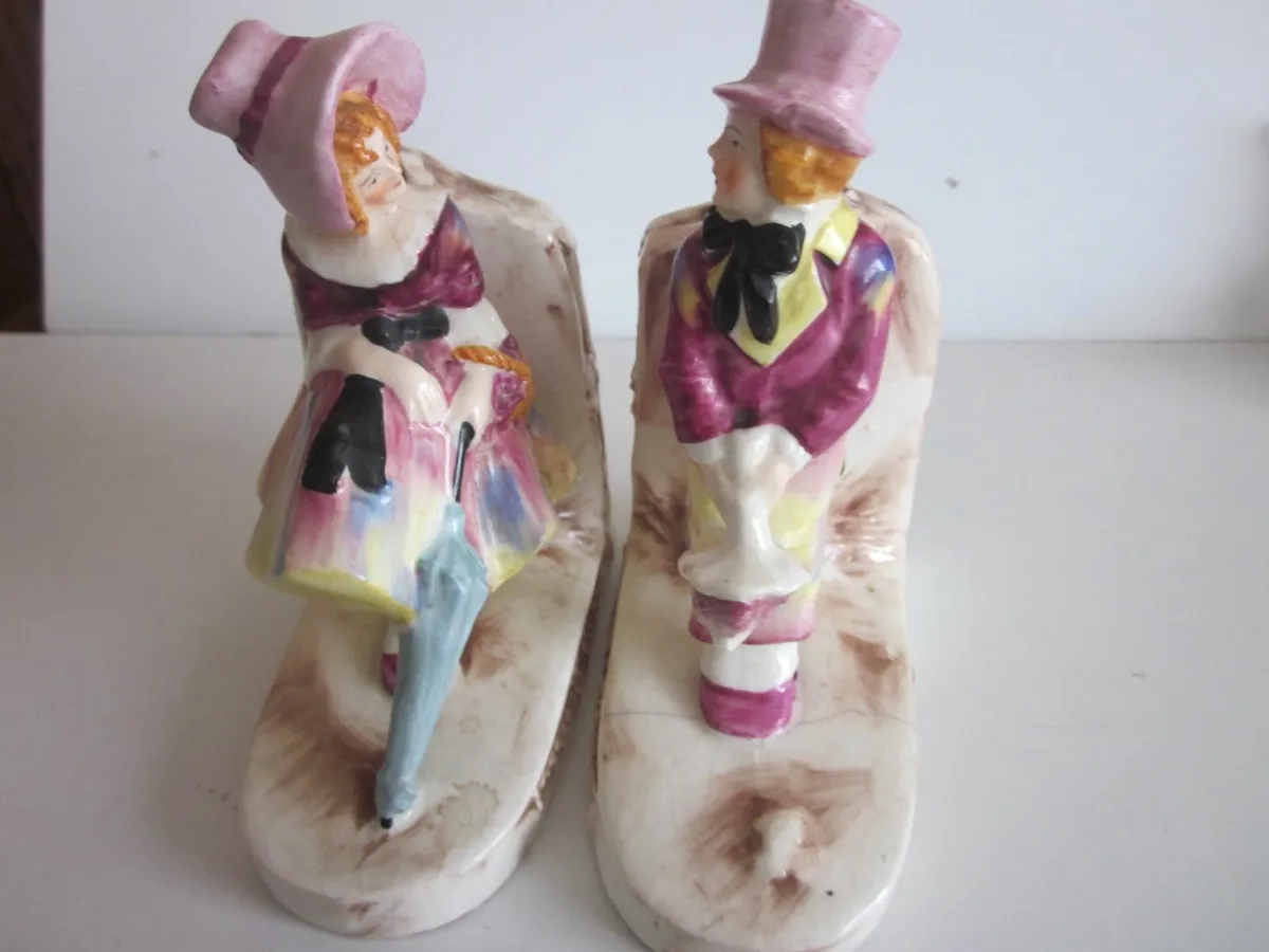 Pair of Book Ends Victorian man & lady .c1930s - Image 4