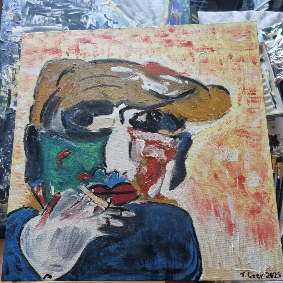 Original Oil Painting Canvas Signed Abstract Art - Image 1