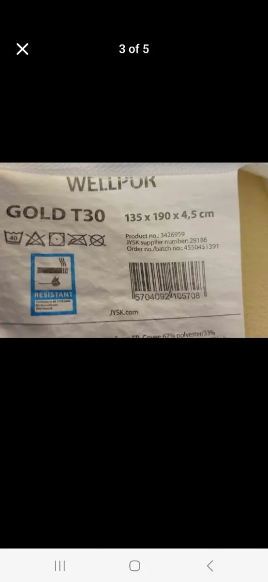Mattress topper double Jysk 135x190cm - Image 3