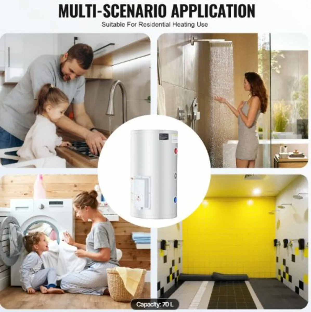 18 Gallon Electric Water Heater Instant Hot 1.6Kw - Image 3