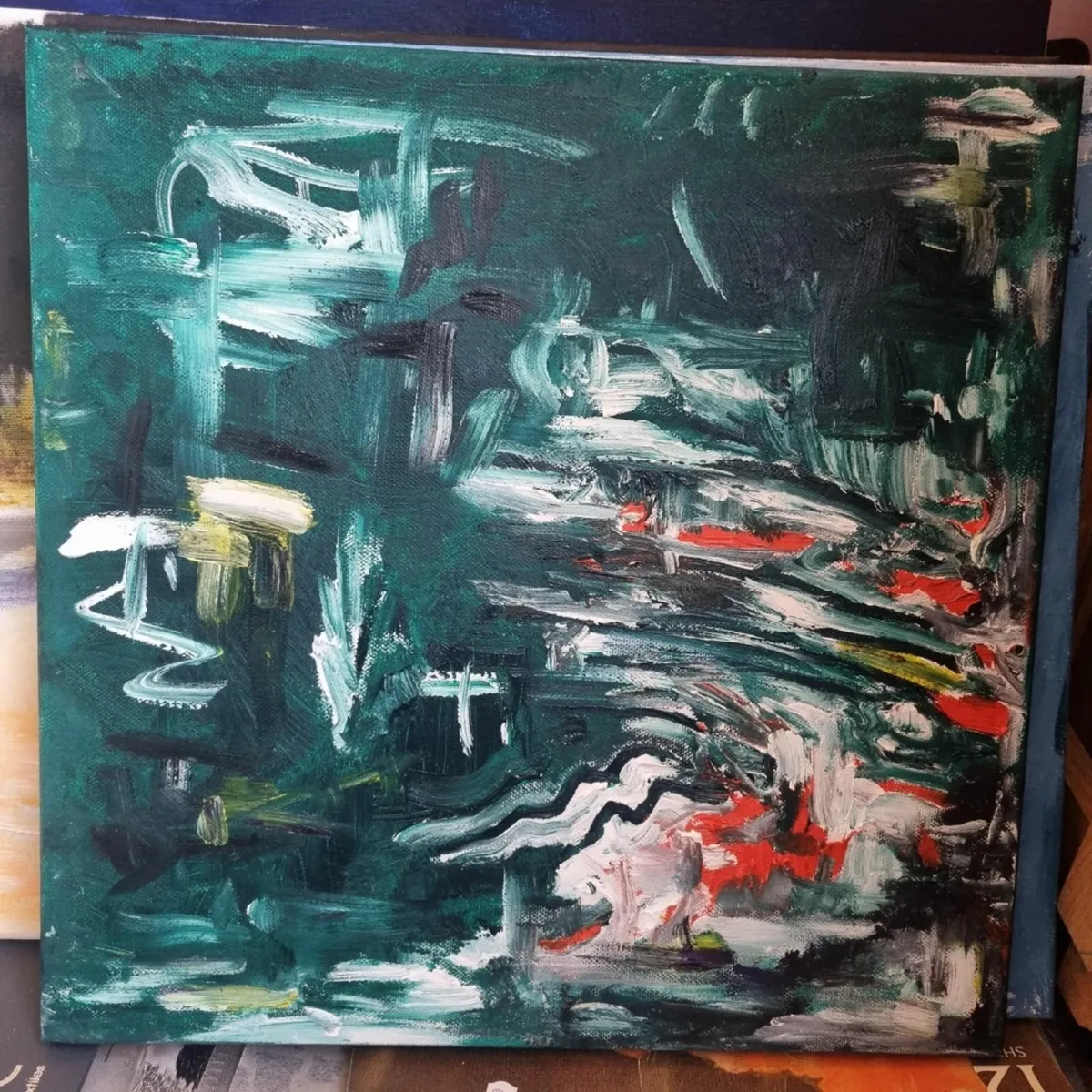 Original Oil Painting Canvas Signed Abstract Art - Image 4