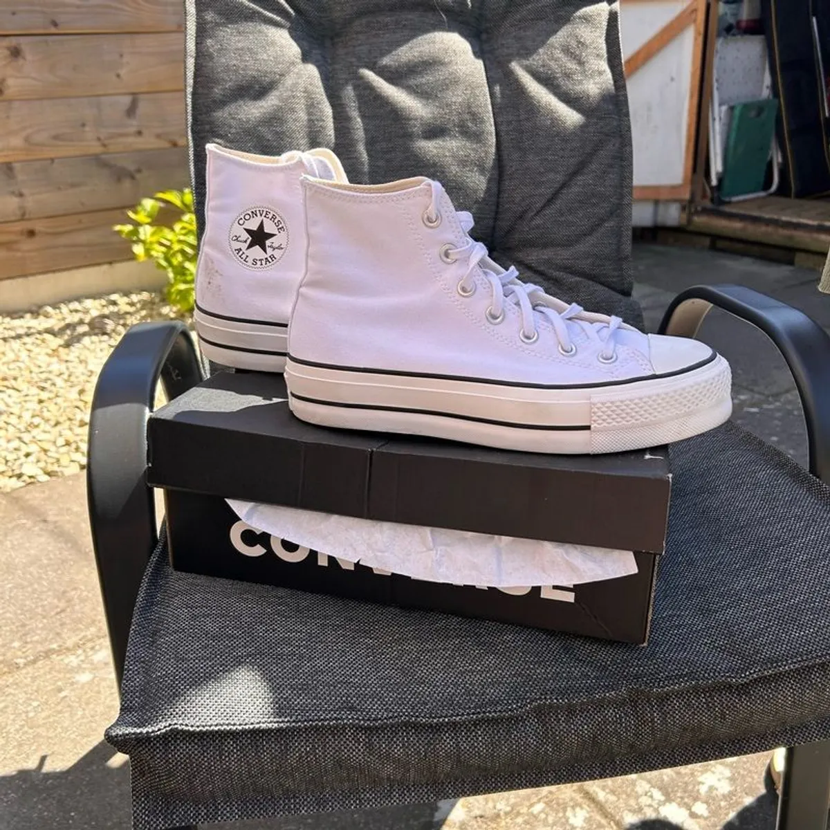 White Converse All Star Platform Size 6 - Image 2