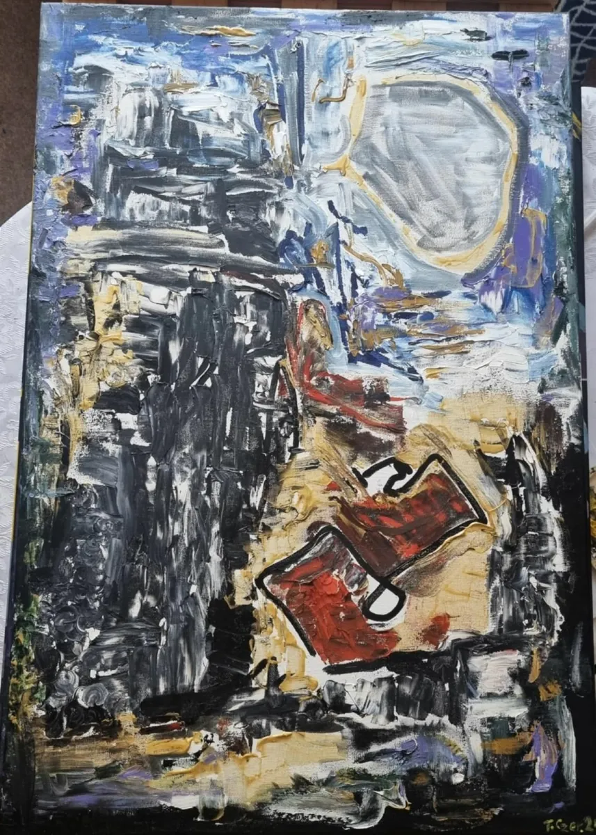 Original Oil Painting Canvas Signed Abstract Art - Image 1