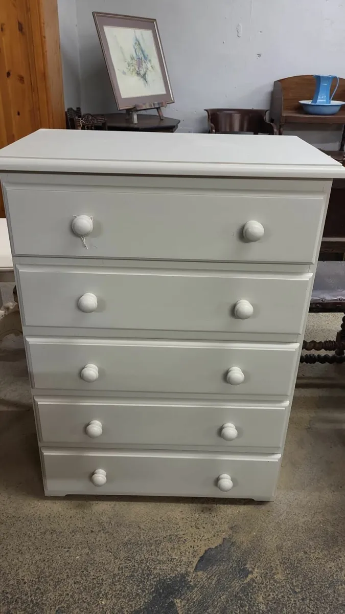 Vintage pine chest of drawers, grey - Image 1