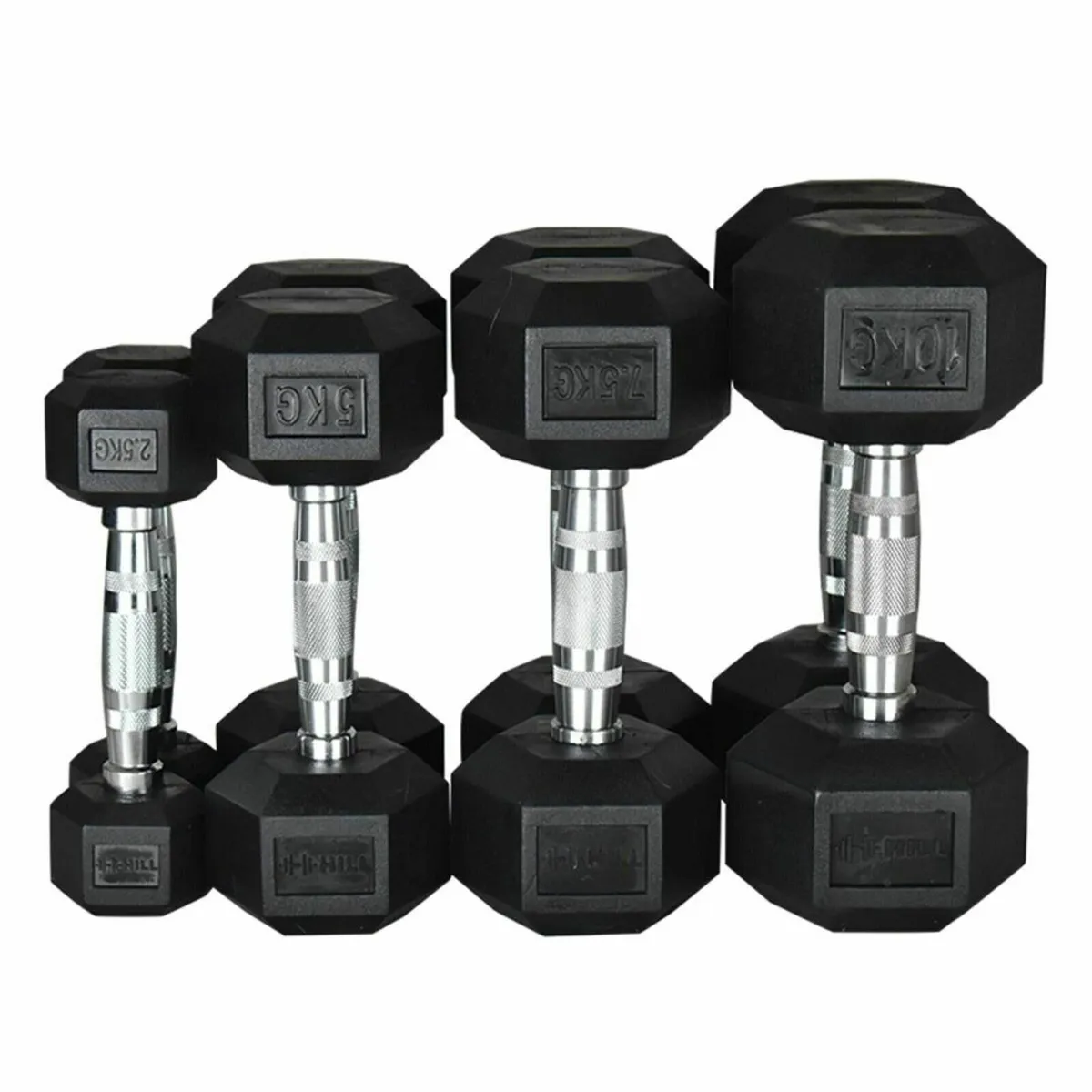 £2/KG Rubber Hex Dumbbells 2.5kg - 50kg - Image 1