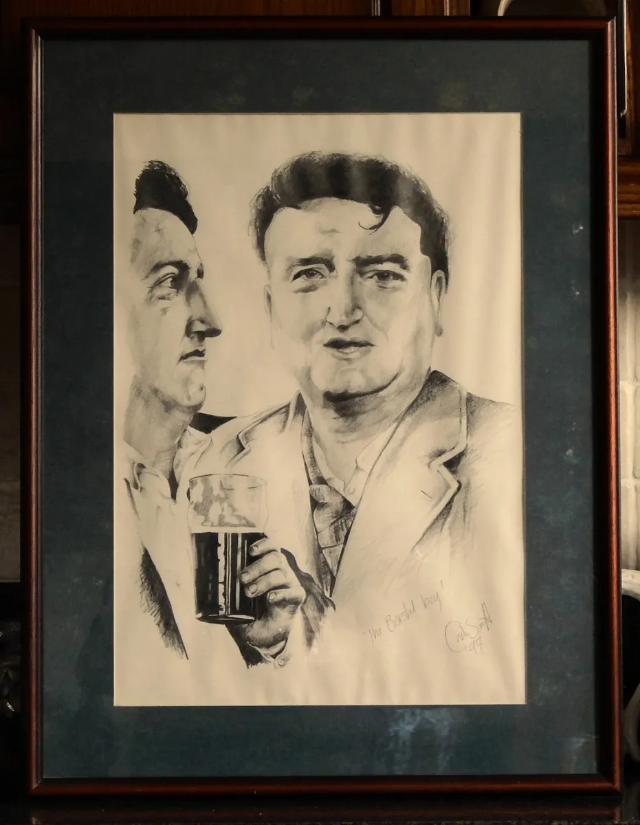 Large Signed Charcoal Drawing of The Borstal Boy - Image 1