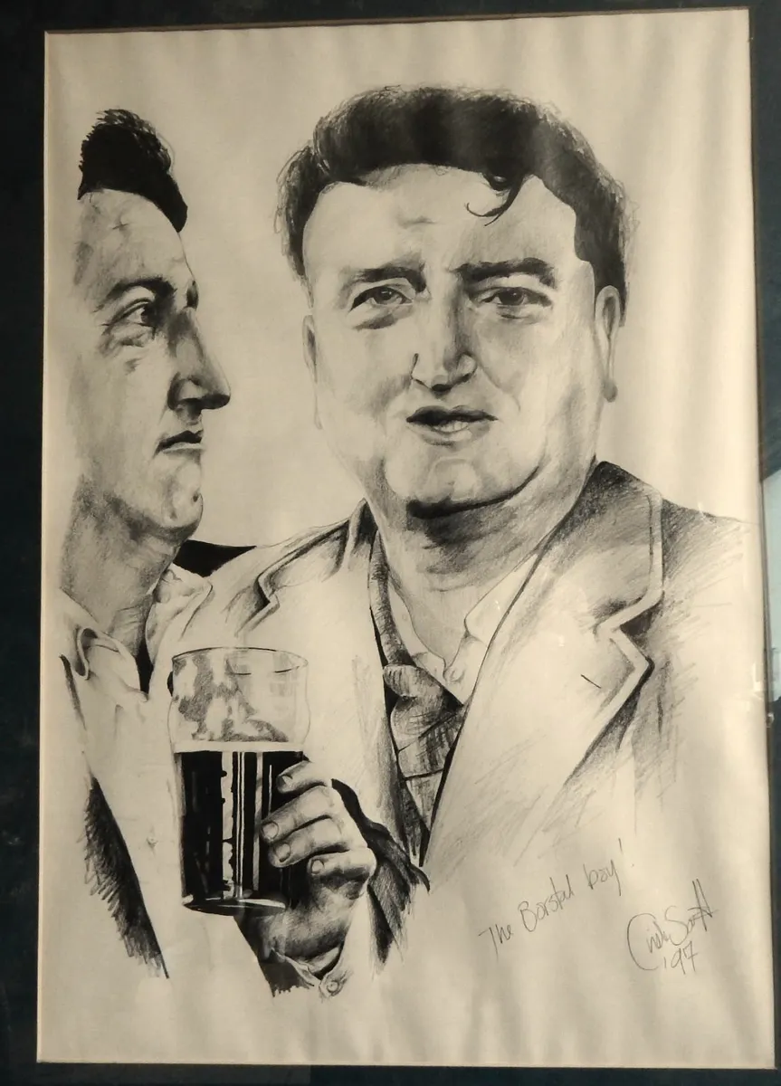 Large Signed Charcoal Drawing of The Borstal Boy - Image 2