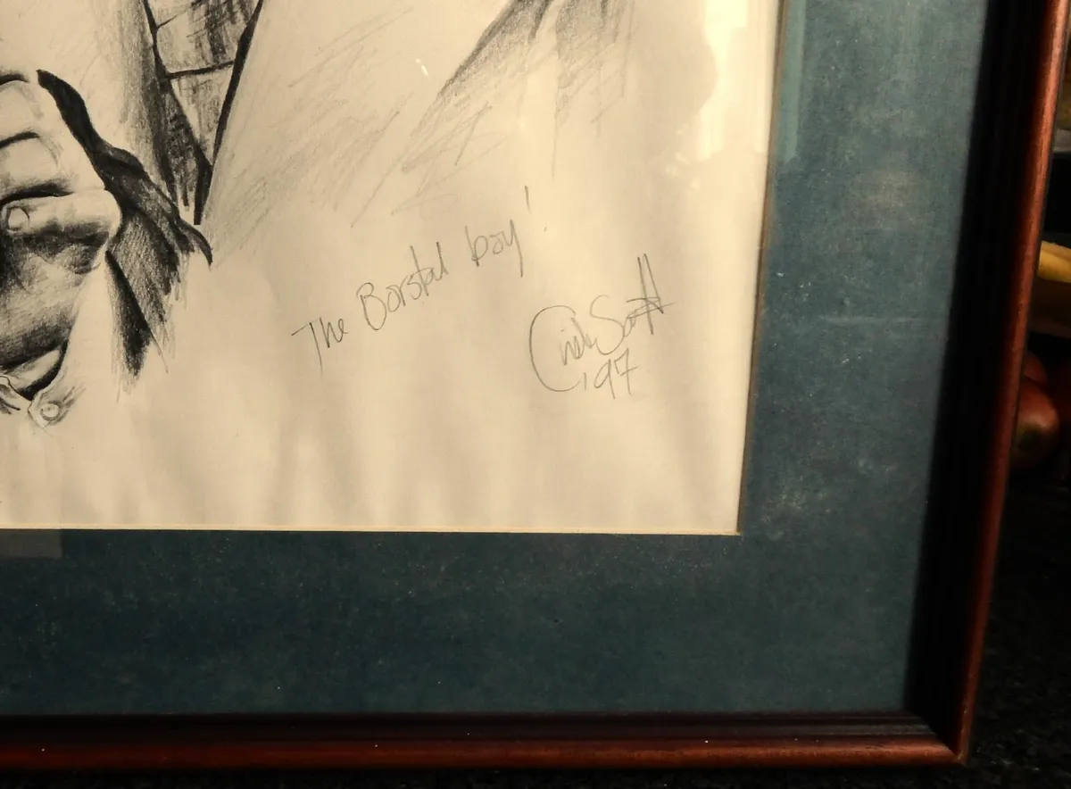 Large Signed Charcoal Drawing of The Borstal Boy - Image 3
